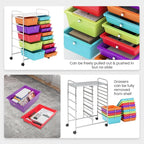 Giantex 15-Drawer Organizer Cart Office School Storage Cart Rolling Drawer Cart for Tools, Scrapbook, Paper (Multicolor)