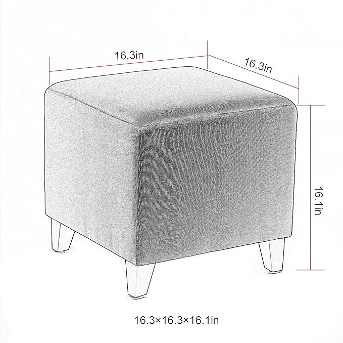 Edeco Ottoman with Square Cube Design, 16 Inch Footstools and Ottomans Small, Large Load Capacity, Square Foot Rest Ottoman for Living Room