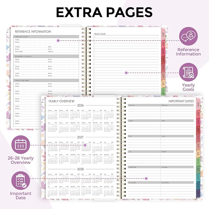 2026 Planner, Weekly and Monthly Planner, 8.5" x 11", January 2026 - December 2026, Agenda Planner with Monthly Tabs, Goal Setting & Time Management Organizer for Professionals & Students