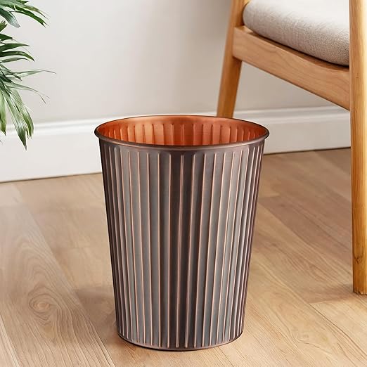 Monarch Abode Metal Bathroom Trash Can – Waste Basket for Bedroom, Office Desk, & Dorm, Handcrafted Ridge Embossed, Durable Decorative Antique Copper Small Trash Can Bathroom Garbage Bin Wastebasket