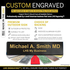 Custom Name Plate with Choice of Mounting for Walls, Doors, Cubicles, Hanging and More - Personalized Gloss Black Plastic Gold Letters - USA Made 2x10 - B3