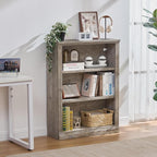 RWYHG 43" Grey Tall Bookshelf Set of 3,3-Tier Thick Wooden Book Shelf with Adjustable Shelves,Free Standing Farmhouse Bookcase with Open Display Storage,Floor Vintage Bookshelves for Living Room