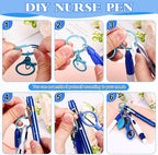 12 pcs Nurse Pen Set Two Colors Blue Green Include Permanent Marker Pen Pen Lights for Nurses Retractable Ballpoint Pen Nursing Keychain Clip Foldable Scissors LED Flashlight Keychain for Nurses