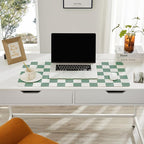 Ohocut Checkered Desk Mat, Large Cute Aesthetic Retro PU Leather Computer Laptop Desk Mat, Non-Slip Waterproof Mouse Keyboard Pad, Desk Writing Mat for Work/Home (Sage, 23.6" x 13.7")