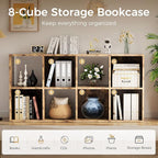 COMHOMA 8 Wood Cube Storage Organizer with Open Back and Removable Back Panels, 11In Brown Cube Storage Bookshelf, Cubicle Shelf Bookcase for Home Office Bedroom Living Room, Vertical or Horizontal