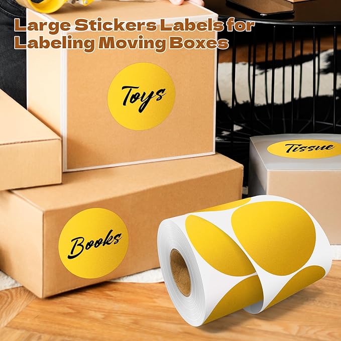 3 Inch Round Color Coding Labels (500 per Roll) - Colored Dot Stickers Round Labels for Inventory, Warehouse, Office Organizing - Gold Circle Stickers