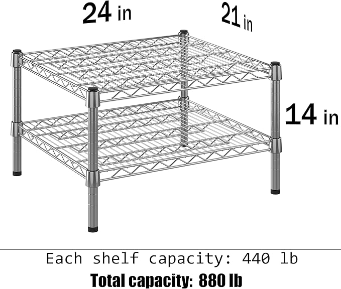 Regal Altair 21" Deep x 24" Wide x 14" Height Wire Shelving Kit | 2-Tier | NSF Commercial Storage Rack Unit