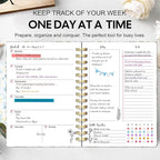 Undated Weekly and Monthly Planner – 12-Month To Do List Notebook Organizer with Goal & Habit Tracker, Spiral Bound Productivity Journal Ideal for Work, School & Home, 6.5" x 8.5", Wildfloral