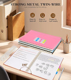 UEBZFOCS Dotted Notebook, Spiral Notebook Journal 8.5” x 11”, A4 Large Dot Grid Notebooks for Women Men, 100 GSM Dotted Paper, Plastic Hardcover Spiral Bullet Journals for Work School Sketching, Red