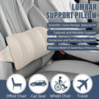 KAYI Lumbar Support Pillow for Car, Memory Foam Lumbar Pillow with Adjustable Straps, Lumbar Support Pillow for Office Chair, Back Support for Car, Sitting, Driving, Traveling (1, Beige)