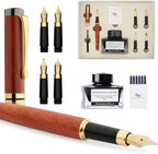 Wordsworth & Black Fountain Pen Gift Set, Includes Ink Bottle, 6 Ink Cartridges, Ink Refill Converter, 4 Replacement Nibs, Luxury Bamboo, Journaling, Calligraphy, Smooth Writing Pens [ Rosewood]