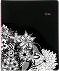 Cambridge 2026 Appointment Book Planner, Weekly & Monthly, 8-1/2" x 11", Large, Hourly, FloraDoodle, White and Black (589-905-26)