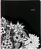 Cambridge 2026 Appointment Book Planner, Weekly & Monthly, 8-1/2" x 11", Large, Hourly, FloraDoodle, White and Black (589-905-26)