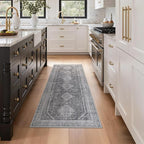 GENIMO Runner Rug 2x6 Non Slip Machine Washable Hallway Runner Rug, Low Pile Lightweight Rugs for Entryway, Hallway, Kitchen and Corridor, Vintage Grey
