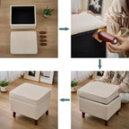 FAGAGA Storage Ottoman with Adjustable Lid, Soft Step Stool, Footrest and Seat, Ottoman Foot Rest for Living Room, Bedroom, Dorm, Beige