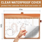 Yoment Desk Calendar 2026, Jan 2026-Dec 2027, 2026 Desk Calendar Large 17 x 12, 2026 Calendar with Plastic Cover, Pockets, to-Do Lists, Desktop Wall Calendar 2026-2027 for Office School Home, Brown