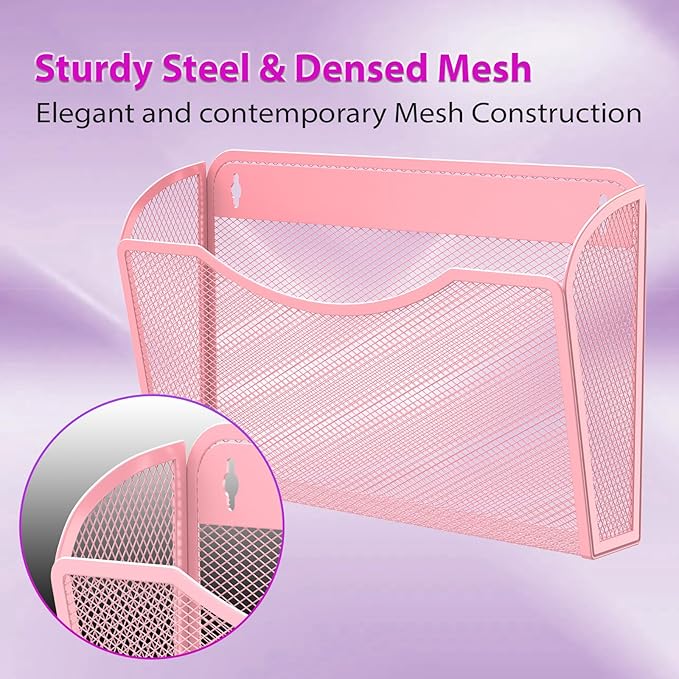 MINDEPOT Wall File Organizer,Hanging Wall Mounted File Folder Binder Holder Mail Organizer for Office,Home and School Supplies