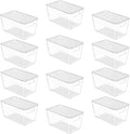 Vtopmart 12 Pack Clear Stackable Storage Bins with Lids, Medium Plastic Containers with Handle for Pantry Organizer and Storage,Perfect for Kitchen,Fridge,Cabinet, Closet,Bathroom Organization