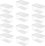 Vtopmart 12 Pack Clear Stackable Storage Bins with Lids, Medium Plastic Containers with Handle for Pantry Organizer and Storage,Perfect for Kitchen,Fridge,Cabinet, Closet,Bathroom Organization
