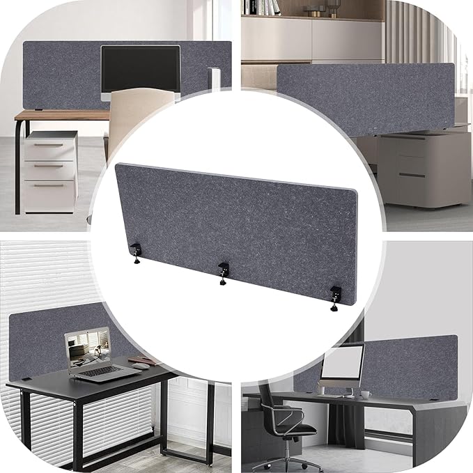 Polyester Desk Dividers, Soundproof Room Divider Office Furniture Partitions, Privacy Desk Panel with Clamps & Screwdriver, Stand Up Freestanding Desk Privacy Panel for Office Classroom(59.1" x23.8")