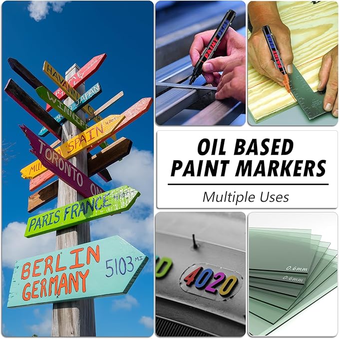 Craiiby Brown Paint Pens Paint Markers - 12 Pack Permanent Quick Dry Waterproof Marker Pens for Rocks Wood Fabric Plastic Canvas Glass Mugs Metal Tire Stone