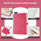 IN-LUXPRO Planner 2026 Daily Weekly and Monthly,8.5"x6.5",12 Months Spiral Bound Calendar Agenda with Self-adhesive Pen Holder,2026 Appointment Book with Vegan Leather Soft Cover,Rose Red