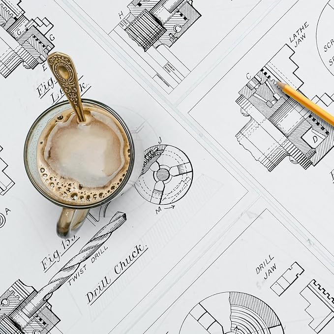 Tatuo 15 Sheets Architectural Vellum Paper 18 x 24 Inch Drafting Vellum Tracing Sheets Semi Translucent Drafting Paper Rag with Border and Title Block for Drawing Sketching Architecture Building