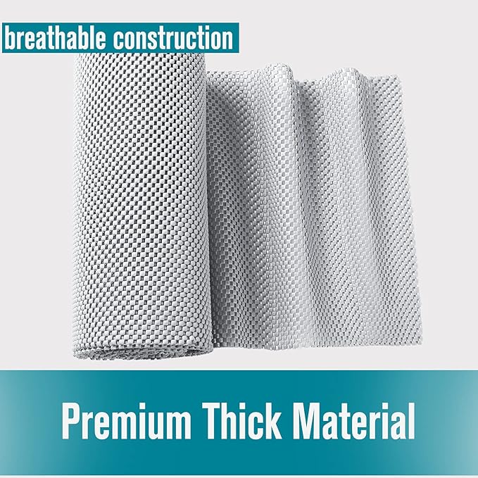 Drawer Shelf and Cabinet Liner, Thick Strong Grip, Non-Adhesive Liners Protect Kitchen Cabinets and Cupboard, Bathroom Drawers, Easy Install, Breathable Mat, 20 Inches x 20 Feet, Black