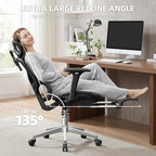 Opiesit Office Chair with 3D Adjustable Lumbar Support,Ergonomic Computer Chair,Adjustable Headrest and Armrests, 400lbs Capacity,Tilt-Swivel,Premium Mesh Desk Chair for Office,Home & Gaming (Grey)