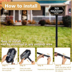 No Soliciting Sign for House with Stake - 40-mil Thick Aluminum - 5x10 Inch/37 Inch High - Adjustable Height - Outdoor Yard Sign for Home and Front Door (A1513)