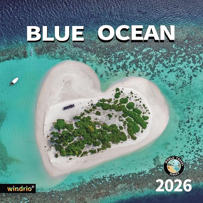 2026 Wall Calendar,Calendar 2026, November 2025 - December 2026, Wall Calendar Ocean Beaches, 12" x 24" Opened,Full Page Months Thick & Sturdy Paper for Calendar Organizing & Planning