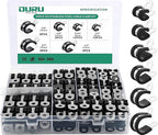 OURU 56PCS Cable Clamps Assortment Kit,6 Sizes—1/4" 5/16" 3/8" 1/2" 5/8" 3/4" Stainless Steel Rubber Coated Cushioned Insulated Cable Clamp,Automotive Cable Wire Clamps,Pipe Clamps,Metal Clamp