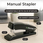 EcoElectronix Portable Stapler Bundle - 30 Sheet Capacity, Quiet Operation, Jam-Free and Easy Reload - AC Adapter/Battery Powered