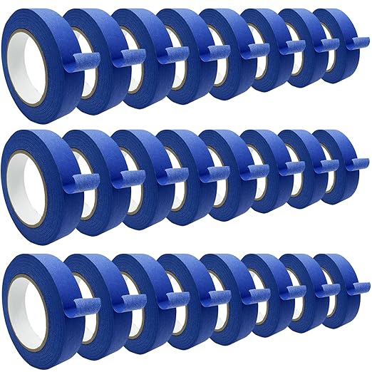 SmaringRobot Blue Masking Tape, Painters Tape, Painting Tape (1442.4yd=0.94IN*60.1yd*24), Original Multi-Surface Easy Removal Paint Tape with Medium Adhesive Backing for Indoor Outdoor Use, 24 Rolls