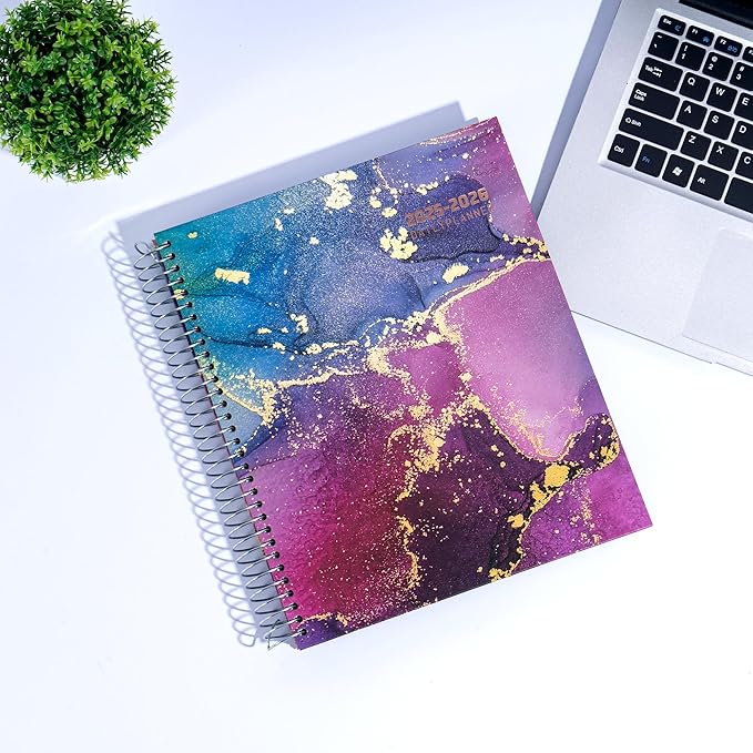 CAGIE Planner 2025-2026: 18 Months Jul 2025 - Dec 2026 Calendar Planners Weekly and Monthly 8.5" x 11" Large Spiral Planners for Women Hourly Daily Yearly Agenda with Tabs Stickers, Marble