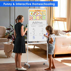 Magnetic Mobile White Board, 48 x 24 Double Sided Dry Erase Board Rolling Whiteboard Aluminum Frame Standing Whiteboard on Wheels