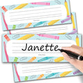 Desk Name Tags for Classroom -25 Student Name Plates for Classroom Kindergarten, Preschool, 1st, 2nd & 3rd Grade, 9x3 Teacher Nameplates for Student Desks & Cubbies, Pastel Nametags