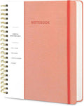 Oneirom Spiral Notebook - 8.5 x 10.98 Inch Large Hard Cover Notebook with Elastic Band & Pocket, 252 Pages, Lay Flat Wirebound Journal for Work, School, Planning & Note Taking Pink