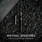 Wordsworth & Black Primori Fountain Pen Set [Black Gold]; Medium Nib, Gift Case, 24 Ink Cartridges, Refill Converter, Manual; Journaling, Calligraphy, Smooth Writing Pens; Left & Right Handed
