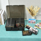 ALINK Photo Storage Box with Handle, 4" x 6" Photo Organizer Storage Container with 16 Inner Case and 1 Sheet Label for Pictures, Arts, Crafts, Sewing, Stickers, Seeds, Office Supplies - Black