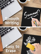 Kivsty Acrylic Black Dry Erase Board with Stand - 12” x 8” Small Desktop Whiteboard with Marker, Reusable Desk Blackboard, to-Do List, Planner, Memo Clipboard, Menu Board for Office, Home, Bar