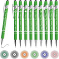 Custom Pens Bulk Personalized Ballpoint Pen with Stylus Tip Customized Engraved Pens with Name Logo Soft Black Ink with Touch Metal Office for Business Office Teacher School Corporate Gifts L-Green