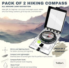 Trekker's Compass Crew Professional Military Lensatic Compass with Mirror, High-Precision Dial, Built-in Magnifier, Luminous Display for Hiking, Camping, Orienteering