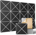 Sonicism 20 Pack X-Lined Acoustic Panels with Self-adhesive, 12"X12"X 0.4" Sound Proof Foam Panels, High Density Decorative Sound panels, Soundproof Wall Panels for Home Office (WhiteBase+BlackFace)