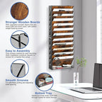 Solinxe 12-Tier Wall File Organizer, Wood Mail Organizer Wall Mounted Paper Document Magazine Holder, Hanging Clipboard Storage Basket with Tray for Office Home School Organization, Black/Antique
