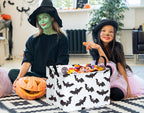 FUULOXE Halloween Bat Storage Basket with Handles Open Gifts&Candy Spooky Basket stuffers for Kids Baby Collapsible Women Organizer Bins Toys Boxes for Shelves Home Office