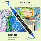 Arrtx Dual Tip Acrylic Markers 112 Colors,Brush and Fine Tip Acrylic Paint Pens Paint Coloring Drawing Markers for Rock Painting,Wood,Canvas,Glass,Stone,Plastic,Fabric Art Supply