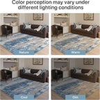 GENIMO No Crease Non Slip 8x10 Area Rugs for Living Room, Craft Woven Modern Abstract Rug, Soft Floor Carpet, Single-Piece Rugs for Bedroom, Dining Room, Office, Blue
