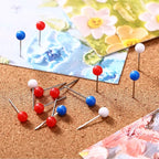 WILLBOND 500 Pack Map Push Pins Map Tacks Small Round Head Push Pins Thumb Tacks for Travel Picture Photo Bulletin Board Wall DIY Craft School Office Home(Red, Dark Blue, White,1/6 Inch)