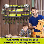 KAFAHOM Power Tool Organizer-8 Drill Holder Wall Mount,4 Layer Heavy Duty Metal Power Tool Storage Rack,Garage Tool Organizer and Storage with Screwdriver Holder/Plier Holder/Hammer Holder